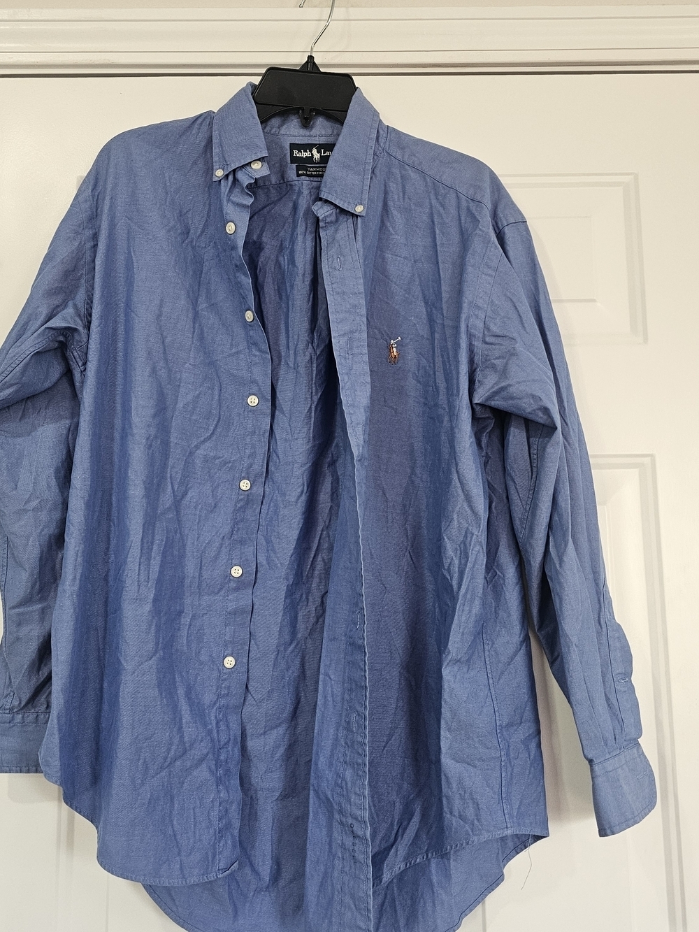 Ralph Lauren Men's Light Blue Button-Down Shirt with Brown Pony Logo{Bx19}